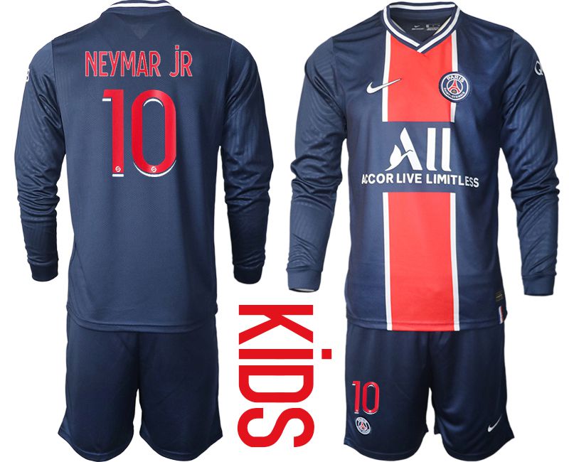 Youth 2020-2021 club Paris St German home long sleeve #10 blue Soccer Jerseys